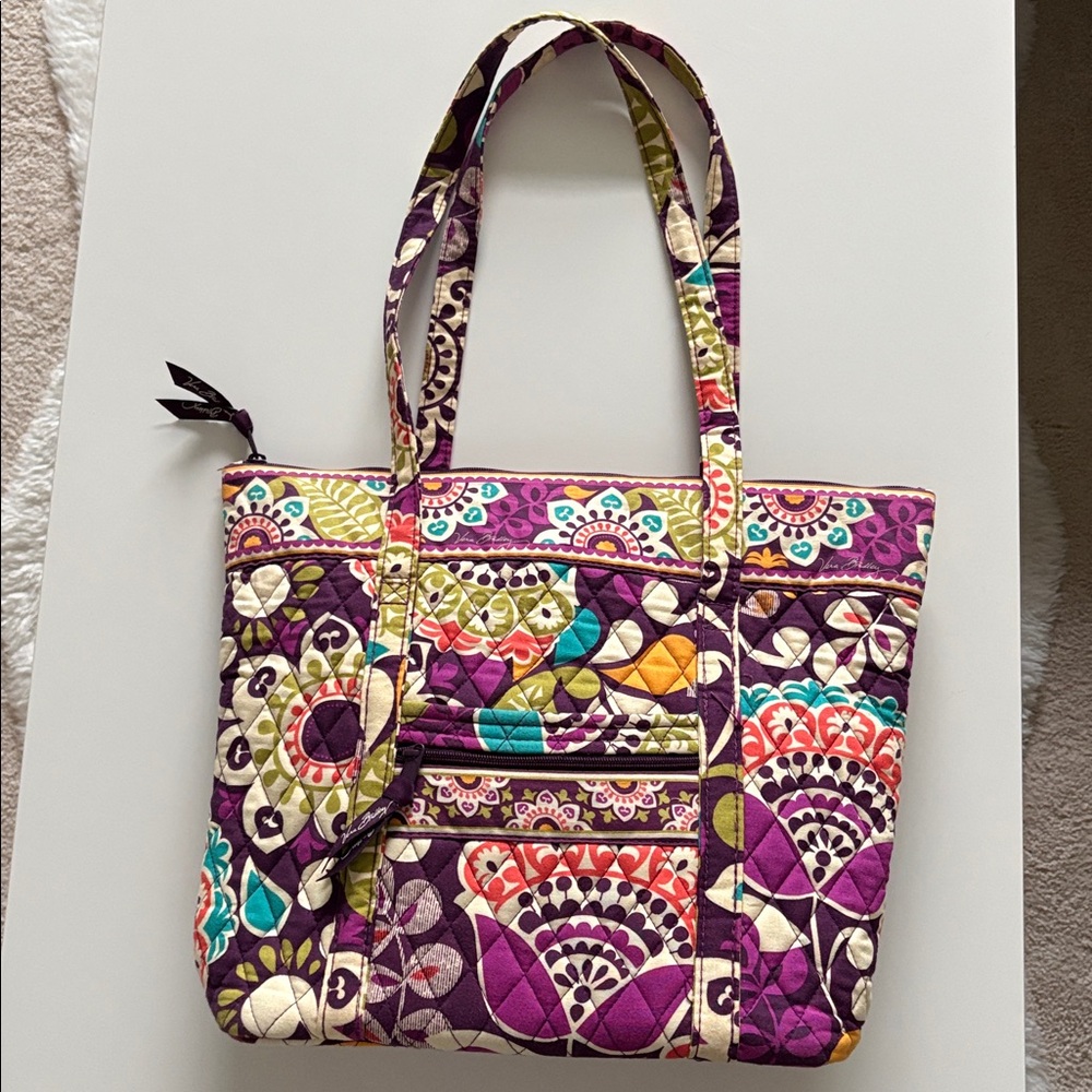 Vera Bradley Purple Teal Multi-Color Quilted Tote